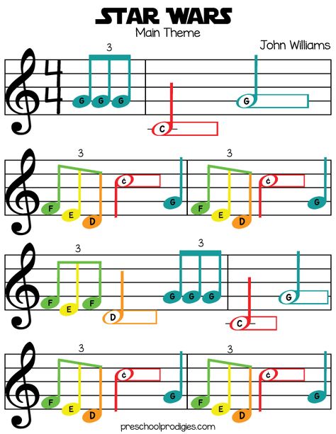 Star Wars (Main Theme) Sheet Music in C Major for Chromanotes Boomwhackers and Deskbells Star Wars Sheet Music, Boomwhacker Music, Preschool Music Lessons, Star Wars Music, Gorilla Art, Trumpet Sheet Music, Trumpet Music, Clarinet Music, Clarinet Sheet Music