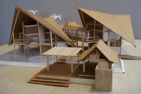 Filipino Architecture, Wooden House Design, Concept Models Architecture, Bamboo Architecture, Tropical Architecture, Wood Architecture, Architectural Models, Architecture Model Making, Vernacular Architecture