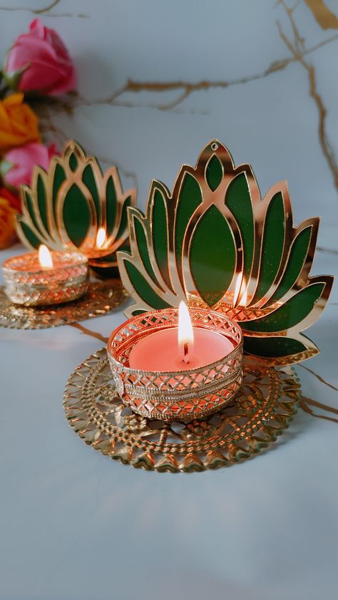 Diwali Decor ✨ Modern Diwali Decor, Diyas Painting, Diwali Diya Decoration Handmade, Divali Decoration, Diwali Toran, Diwali Items, Tea Light Crafts, Diwali 2024, Diwali Diyas