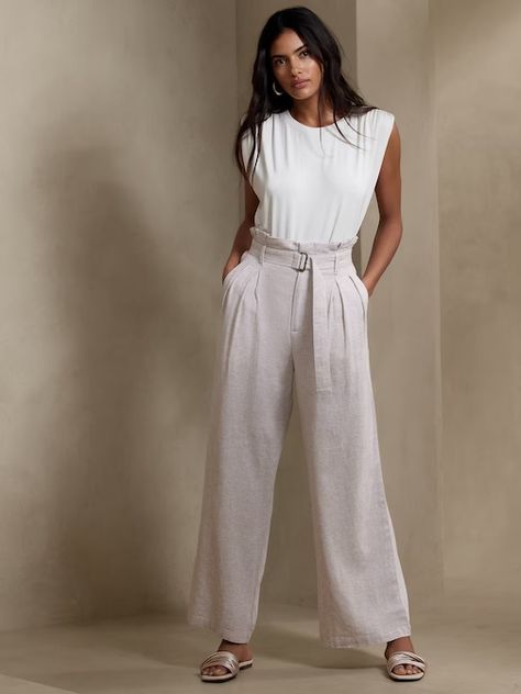 Women's Spring Collection | Banana Republic Factory Paperbag Pants, Linen Paper, Trouser Pants Women, Banana Republic Factory, Banana Republic Pants, Jumpsuit Trousers, Todays Outfit, Linen Women, Spring Summer Outfits