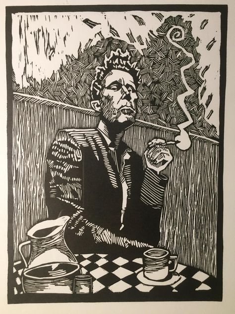 Woodcut Art, Tom Waits, Linocut Printmaking, Lino Art, Linocut Art, Printmaking Art, Woodcuts Prints, Ink Illustrations, Ex Libris