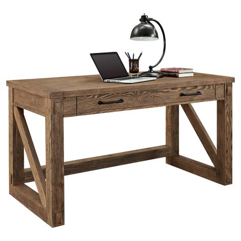 Martin Furniture Avondale Writing Desk | from hayneedle.com Rustic Writing Desk, Desk Brown, Wood Office Desk, Rustic Desk, Wood Writing Desk, Solid Wood Desk, Writing Table, Weathered Oak, Diy Desk