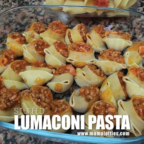 Stuffed Lumaconi Pasta Lumaconi Pasta Recipes, Lumaconi Recipe, Giant Fusilli Pasta Recipes, Stuffed Lumaconi Recipe, Ronzoni Stuffed Shells Recipe, Stuffed Cannelloni Pasta Beef, Meat Filled Cannelloni, Fried Tomatoes, Pasta Soup