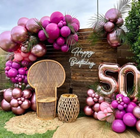 50 Birthday Balloons Decoration, 50th Birthday Celebration Ideas, Pink Birthday Theme, 60th Birthday Ideas For Mom, 50th Birthday Balloons, Yuma Arizona, Girl Birthday Themes, 50th Party