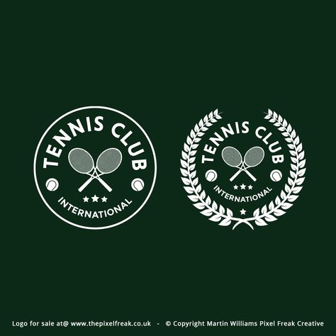 This Tennis Club Logo Design is very compact and self contained in a badge style layout. This would be perfect for club wear and apparel. Tennis Club Logo Design, Tennis Club Aesthetic, Soccer Club Logo, Tennis Club Logo, Club Logo Design, Spa Vibes, Tennis Logo, Winter Swag, Logo Aesthetic