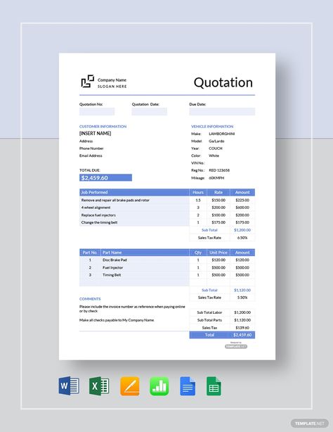 Free Vehicle Repair Quotation Template #AD, , #AFFILIATE, #Vehicle, #Free, #Repair, #Template, #Quotation Quotation Design, Quotation Sample, Quotation Template, Medical Report, Auto Body Repair Shops, Quotation Format, Business Bookkeeping, Office Templates, Service Quotes