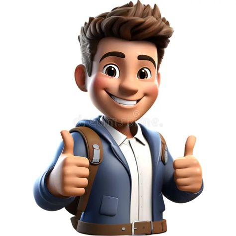 3D cartoon happy man showing thumbs up with happy face. Illustration about dynamic, gesture, vibrant, cartoon, cheerful, modern, isolated, character, encouragement, backpack - 333857675 Cartoon Thumbs Up, Happy Face Illustration, Thumbs Up Cartoon, Farm Cartoon, Emoticon Faces, Abstract Animal Art, Happy Man, Man Illustration, Face Illustration