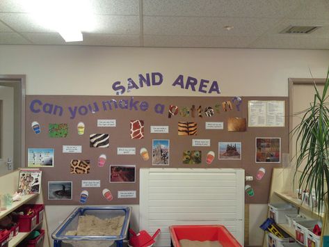 P12-11-09_15.30 | FS1 Sand Area and display | Tishylishy | Flickr Sand Area Eyfs, Eyfs Environment, Sand Ideas, Early Years Ideas, Classroom Areas, Reggio Emilia Classroom, Reception Class, Teaching Classroom Management, Role Play Areas