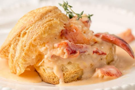 Lobster Puff Pastry, Lobster Newburg Recipes, Seafood Newburg Recipe, Lobster Newberg, Seafood Newburg, Lobster Newburg, Toast Points, Type Of Pasta, Lobster Sauce