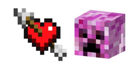 Cheer up, Creeper – you're world famous! Minecraft Heart with Arrow and Pink Creeper cursor for Valentines day from our Minecraft cursor collection. Minecraft Heart, Powder Snow, Custom Cursor, Creeper Minecraft, Cool Minecraft Creations, Hama Beads Minecraft, Cool Minecraft Houses, Minecraft Furniture, Pinewood Derby