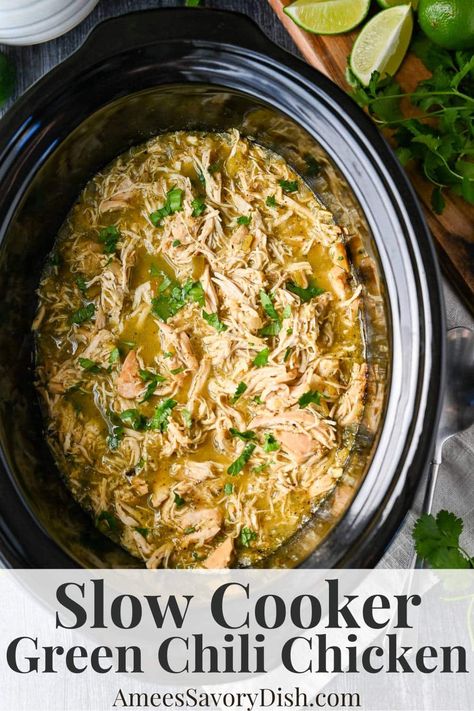 Slow Cooker Green Chili Chicken Low Sodium Chicken Chili, Crock Pot White Chicken Chili, Green Chili Chicken Soup, Crockpot Chicken Chili Recipes, Chili Crockpot, White Chicken Chili Slow Cooker, The Chunky Chef, Chicken Chili Crockpot, Chunky Chef