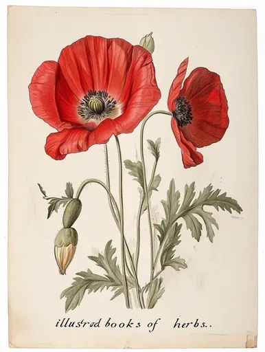 ↑↑↑ Larger size on website 🔸 A botanical illustration of two bright red poppy flowers with green stems and leaves. The flowers ar Papaver Rhoeas, Botanical Drawing, Poppy Flowers, Delicate Beauty, Red Poppy, Clay Flowers, Botanical Drawings, Vibrant Flower, Poppy Flower