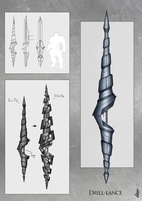 Drill Lance Lance Concept Art, Fantasy Lance, Dragon Lance, Staff Magic, Types Of Swords, Fantasy Props, Spiritual Artwork, Cool Swords, D&d Dungeons And Dragons