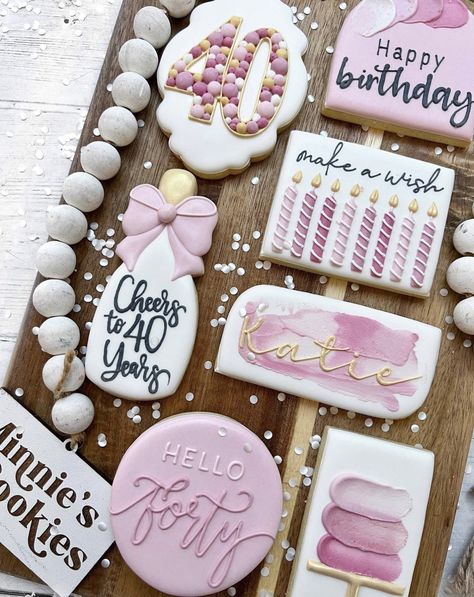 40th Birthday Cookies, 40th Birthday Cake For Women, Charcoal House, 40th Bday Ideas, 77th Birthday, Farm Cookies, 40th Birthday Party Decorations, Royal Icing Sugar, Sugar Cookie Royal Icing