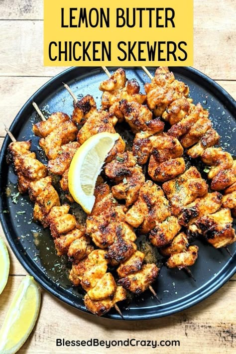 Garlic Butter Chicken Skewers Air Fryer, Lemon Chicken Skewers Air Fryer, Lemon Butter Chicken Skewers, Lemon Pepper Chicken Skewers Air Fryer, Lemon Butter Parmesan Chicken Skewers, Lemon Chicken Air Fryer, Air Fryer Chicken Skewers, Chicken Kabobs Air Fryer, Air Fryer Kabobs