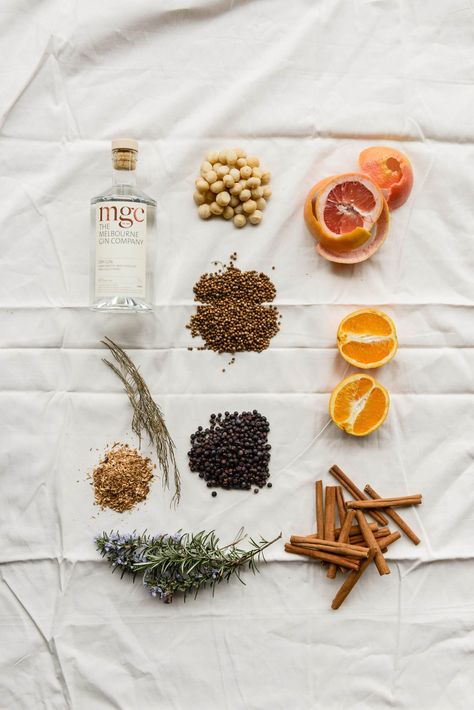 Melbourne Gin Company - Gin Foundry - 5 Gin Ingredients, Gin Botanicals, Drink Labels, Asian Flavors, Food Styling, Rosé Wine Bottle, Rose Wine, Gin, Alcoholic Drinks