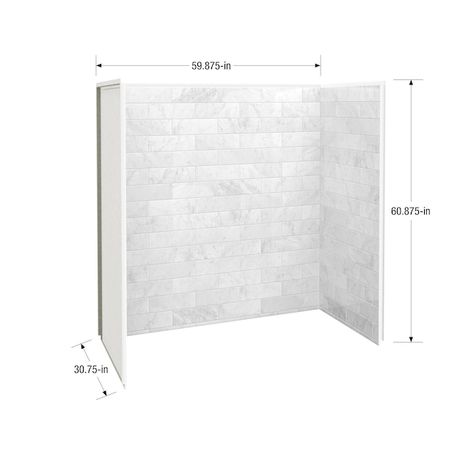 MAAX Utile 59.75-in L x 30.5-in W x 60-in H 3-Piece Marble Carrara Fiberglass/Plastic Composite Bathtub Back Wall Panel in the Bathtub Walls & Surrounds department at Lowes.com Bathtub Wall Panels, Bathtub Tile Surround, Bathtub Wall Surround, Tub Insert, Tub Surround Ideas, Marble Carrara, Bath Surround, Shower Wall Kits, Bathtub Surround