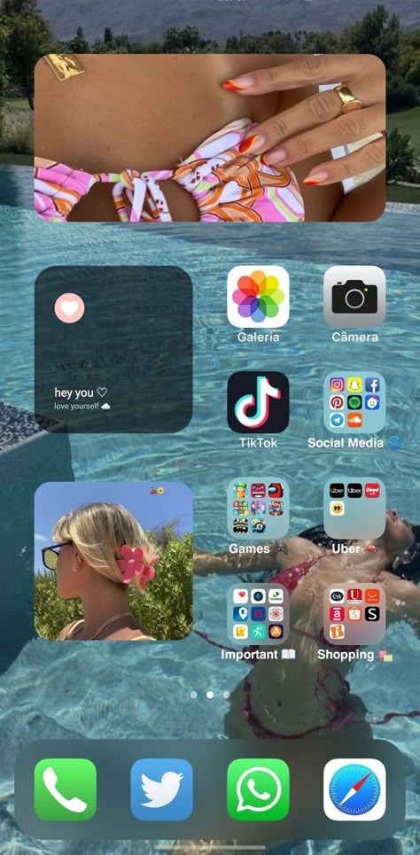 Phone Apps Iphone, Lockscreen Ios, Aesthetic Homescreen, Ios App Iphone, Phone Lockscreen, Iphone Wallpaper Ios, Summer Iphone, Wallpaper Iphone Summer, Iphone Home Screen Layout