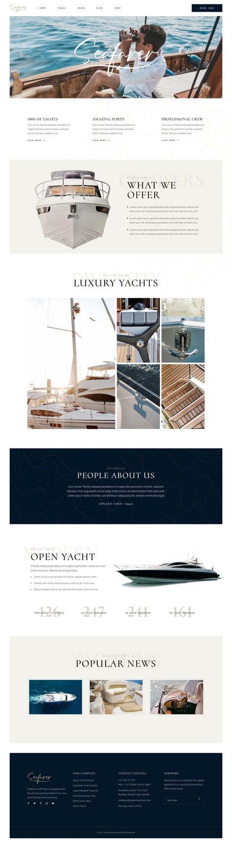 From luxury yacht getaways to thrilling boat excursions, highlight your tailored services and enchanting destinations to ignite wanderlust in every visitor. #design #webdesign #template #responsive #business #professional #applandingpages #productshowcases #creative #yacht #boat #rental #wordpress Luxury Website Inspiration, Yacht Club Aesthetic, Boat Graphic Design, Luxury Layout, Modern Yacht, Yacht Aesthetic, Blue Website, Yatch Boat, Luxury Website