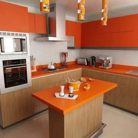 Kitchen Designs 🔥✨️ . . . . . #trendingpost #kitchenremodel #interiordecorating #kitchendesign #kitchenrenovation #homedecor #functionalkitchen #interiors #fypシ゚viralシ2024fyp #reelitfeelit #homesweethome #homedesignsdworld #interior #interiordesign #lightingdecor #homestyling #kitchengadgets #aditiraohydari #bodybuildingmotivational #classicalmusic Orange Kitchen Walls, Orange Kitchen Designs, Orange Kitchen Decor, Kitchen Backsplash Designs, Orange Kitchen, Small Kitchen Decor, Future Apartment Decor, Kitchen Redo, Kitchen Cabinet Design