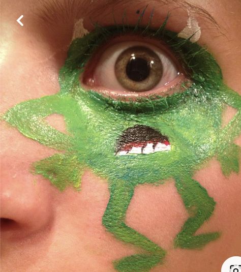 Fun Easy Face Paint Ideas, Face Paint Arm Art, Mike Wazowski Face Paint, Monsters Inc Face Paint, Crazy Face Paint Ideas, Face Painting Adults Creative, Cute Simple Face Paint Ideas, Bluey Face Painting Ideas For Kids, Cute Monster Makeup