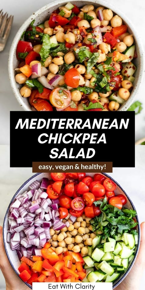 Mediterranean Chickpea, Mediterranean Chickpea Salad, Healthy Lunch Meal Prep, Easy Healthy Meal Prep, Delicious Lunch, Indian Curry, Lunch Recipes Healthy, Chickpea Salad, Lunch Meal Prep