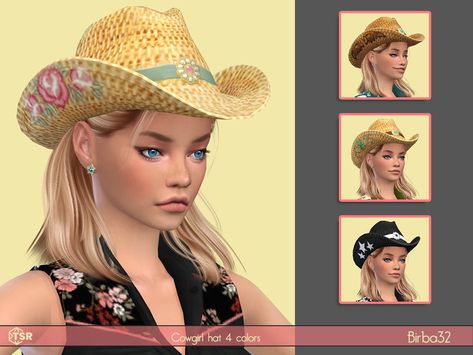 The Sims Resource - Cowgirl Hat Royal Accessories, Sims 4 Tattoos, Cc Hats, Flower Base, Country Hats, Sims 4 Teen, Lace Bracelet, Sims4 Clothes, Cowgirl Hat