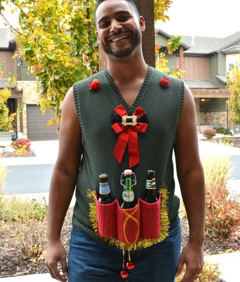 Ugly Christmas Sweater Diy Funny, Ugly Christmas Sweater Ideas, Ugly Christmas Sweater Outfit, Christmas Sweater Ideas, Diy Christmas Sweater, Christmas Sweater Outfits, Ugly Sweater Diy, Ugly Christmas Sweater Vest, Diy Ugly Christmas Sweater