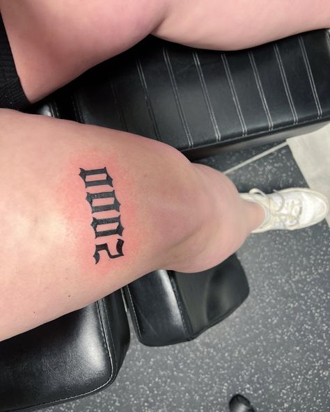 2003 Tattoos Ideas, 2008 Tattoo Number, 2001 Knee Tattoo, 1996 Leg Tattoo, Est 2003 Tattoo, Birth Year Knee Tattoo, 1990 Tattoo Ideas, 2000 Tatoos, 1997 Knee Tattoo