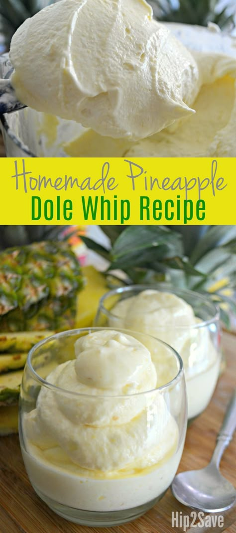 Disney Pineapple Dole Whip, Disneyland Desserts, Frozen Smoothies, Pineapple Dole Whip, Dole Whip Recipe, Pineapple Whip, Pineapple Recipes, Fruit Ice, Dole Whip