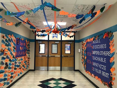 Jesse Hall, School Hallway Decorations, Hallway Decorations, Cheer Posters, School Hallway, Running Motivation Quotes, Booster Club, School Hallways, Student Council