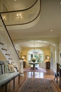 Formal Entry Design Ideas, Pictures, Remodel and Decor French Foyer, Modern Foyer Design, Foyer With Stairs, Traditional Foyer, Modern Foyer, Hall Interior Design, Hall Interior, Foyer Decorating, Foyer Design