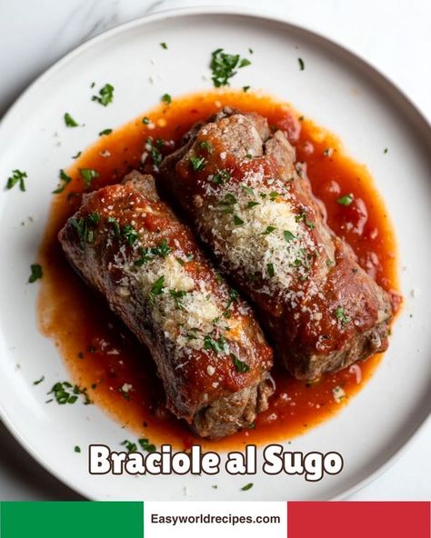 Italian Feast Italian Braciole, Beef Braciole Recipe, Sugo Recipe, Simple Recipe Ideas, Beef Braciole, Braciole Recipe, Italian Main Dishes, Italian Feast, Beef Roll