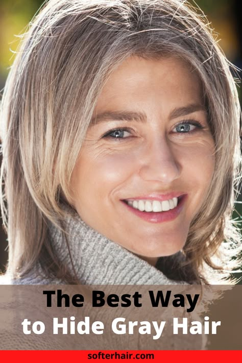 Best Way To Cover Gray Hair Blonde, How To Hide Grey Hair With Highlights, How To Blend In Grey Hair, Best Color For Covering Gray Hair, Ways To Cover Grey Hair, Good Color To Hide Grey Hair, Covering Grey Hair Blonde, Color For Graying Brown Hair, Best Hair Color To Cover Grays