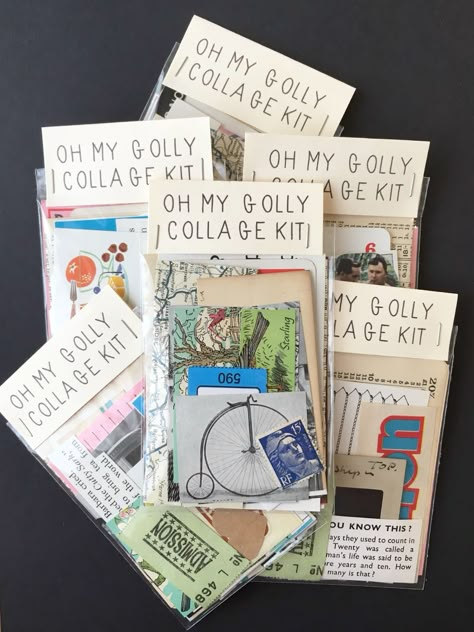 These mini diy collage kits include paper ephemera perfect for scrapbooks, journals, zines or artwork. Great little gift idea for creative friends. Scrapbook Gift Ideas Friends, Collage Journal Ideas, Mini Gift Ideas, Journaling Vintage, Mini Collage, Zine Ideas, Diy Collage, Craft Market Display, Scrapbook Collage