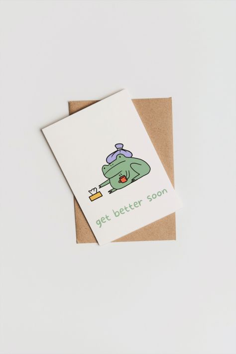 Funny Get Well Soon Cards, Get Better Cards, Diy Get Well Soon Cards, Cute Get Well Soon Cards, Get Well Soon Funny, Funny Leaving Cards, Get Well Soon Cards, Frog Card, Funny Get Well Cards