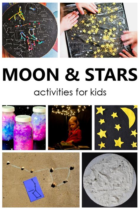 Sun Moon Stars Preschool Activities, Moon Craters Activity, God Created The Sun Moon And Stars Craft, Day And Night Eyfs Activities, God Made The Sun Moon And Stars Craft, Sun And Moon Activities For Preschool, Night And Day Activities Preschool, Astrology Activities, Sun Moon And Stars Craft