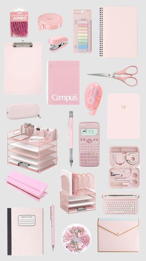 Collage School Supplies List, Pink School Supplies, School Backpack Essentials, Pretty School Supplies, Study Vibes, Backpack Essentials, Products Photography, School Supplies List, Glamour Nails