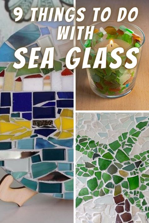 One of the fun things about hunting for sea glass are all the crafts and artwork that you can make with them. Here is a list of 9 different ideas you can do with sea glass. Sea Glass Mosaic Diy, Display Sea Glass Ideas, Sea Glass Mosaics, Easy Sea Glass Art, Sea Glass And Shells Diy Ideas, Seaglass Display Ideas, What To Do With Sea Glass Ideas, Diy Seaglass Art Ideas, Sea Glass Mosaic Ideas