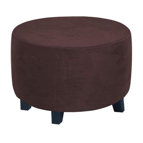 H.VERSAILTEX Round Ottoman Slipcover Ottoman Covers Slipcover Footstool Protector Covers Storage Stool Ottoman Covers Stretch with Elastic Bottom, Feature Real Velvet Plush Fabric (Medium, Brown) Round Ottomans, Slipcover Ottoman, Furniture Aesthetic, Brown Stool, Velvet Stool, Stool Ottoman, Ottoman Slipcover, Stool Covers, Storage Stool