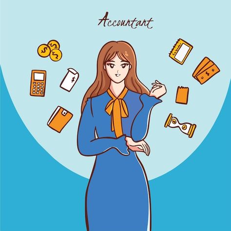 Vector accountant calculating budget num... | Premium Vector #Freepik #vector Business Woman Drawing Sketch, Accounting Drawing, Accountant Drawing, Accountant Wallpaper, Accountant Aesthetic, Accounting Student Aesthetic, Accounting Student, Dream Collage, Accounting Jobs