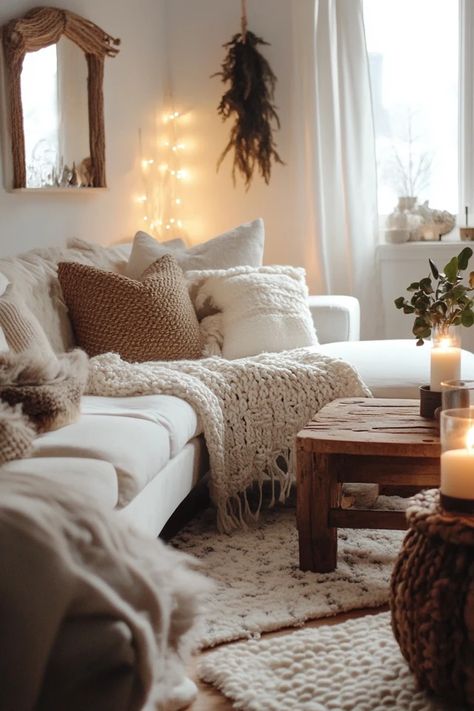 "Embrace comfort and warmth with a Cozy Hygge-Inspired Living Room! 🛋️🔥 Perfect for creating a space that’s inviting and full of comfort. 🌟✨ #HyggeLivingRoom #CozyDecor #HomeInspiration" Hygge Studio Apartment, Cozy Shelf Decor, Clean Decorating Ideas, Hygge January, Homey Apartment Living Room, Cozy Hygge Living Room, Hygge Apartment, Hygge Lifestyle Inspiration, Hygge Interior Design