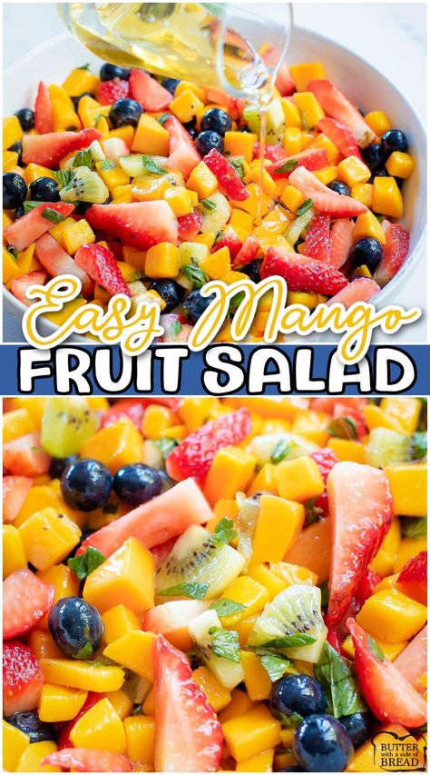 Easy Mango Fruit Salad with a light honey lime glaze that everyone loves! Bright, fresh & perfectly sweet fruit salad recipe everyone loves! Mango Fruit Salad, Sweet Fruit Salad, Fruit Salad Ingredients, Lime Glaze, Easy Fruit Salad Recipes, Tropical Fruit Salad, Dressing For Fruit Salad, Fruit Salad Recipe, Fruit Salad Easy