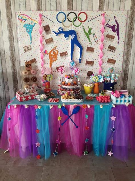 Gymnastics Bday Party Ideas, Gymnastics Party Theme, Gymnastic Party Ideas, Gymnastic Themed Birthday Party, Gymnastic Birthday Party Ideas, Gymnastics Party Ideas, Gymnastics Birthday Party Ideas, Gymnastics Birthday Party Decorations, Gymnastics Party Decorations