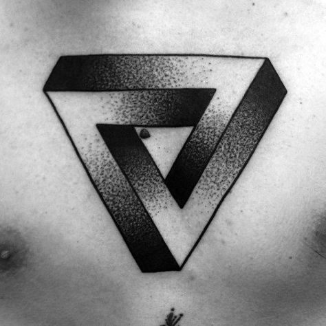 Penrose Triangle Tattoo, Geometric Triangle Tattoo, Trible Tattoos, Triangle Tattoo Design, Tattoo Homme, Penrose Triangle, Freedom Tattoos, Sigil Tattoo, Dot Tattoos