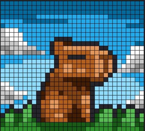 8 Bit Pixel Art Grid, Capybara Cross Stitch Pattern, Pixel Art Pattern 32x32 Grid, Capybara Alpha Pattern, 50x50 Pixel Art, Capybara Perler Beads, Alpha Pattern Square, Capybara Pixel Art, Square Pixel Art