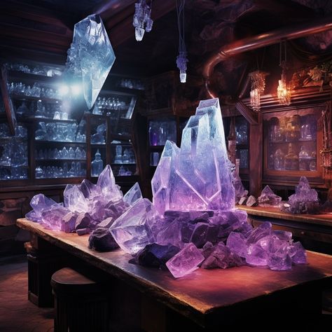 photograph magic restaurant, ether, high resolution, high quality, photorealistic, hyperealistic, detailed, crystals, quartz, potions, nature, fantasy Fairy Places, Witchy Autumn, Magical Artifacts, Dnd Locations, Magic Store, Crystals Quartz, Magic Items, Fantasy City, Fantasy Castle