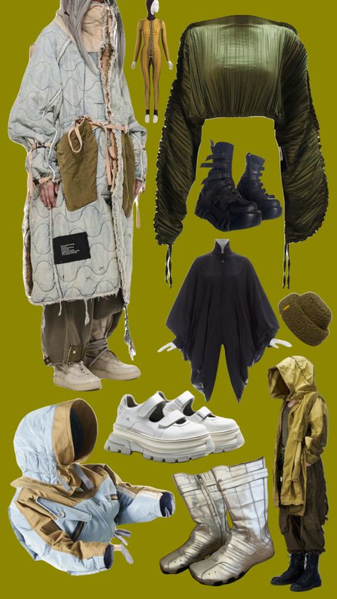 #outfit #outfitinspo #scifi #futuristic #hamcus #dystopian Solar Punk Aesthetic Fashion, Solarpunk Outfit, Solar Punk Aesthetic, Solar Punk Fashion, Agender Fashion, Earthy Tone Outfits, Dystopian Outfits, Scifi Outfit, Solar Punk