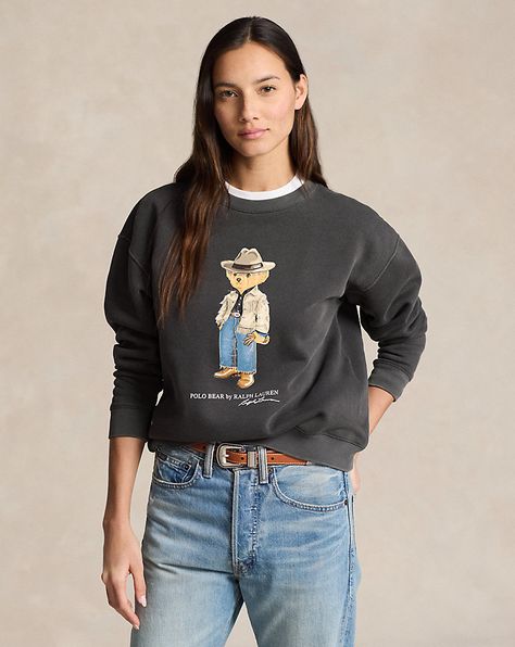 Rich Girl Outfit, Sweatpants And Sweater, Ralph Lauren Fleece, Bear Sweatshirt, Polo Women, Classic Outfit, Jerome Dreyfuss, Polo Bear, Fashion Sweatshirts