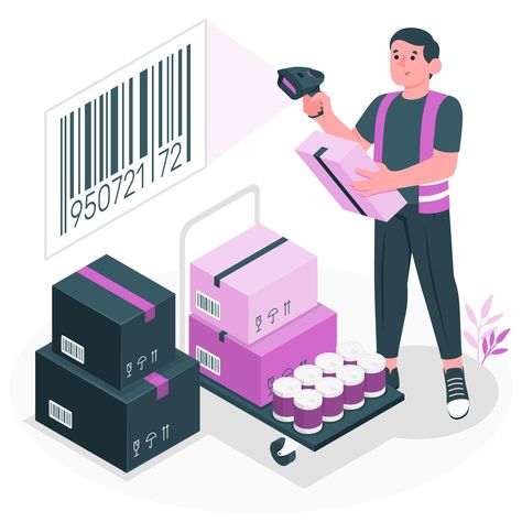 Inventory Management System Basics Stock Keeping Unit, Nfc Technology, Fixed Asset, Warehouse Management, Rfid Tag, Isometric Illustration, Inventory Management, Supply Chain Management, Label Printer